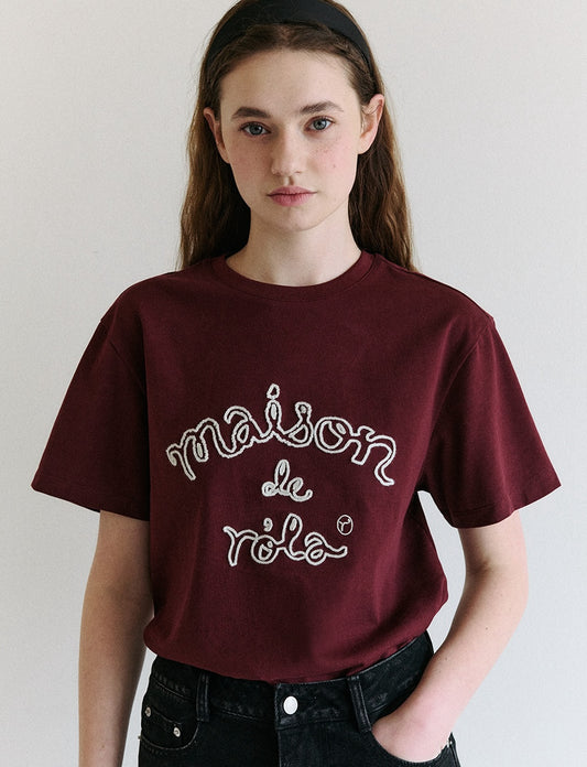 Maison De Rola Outline T-Shirt Burgundy