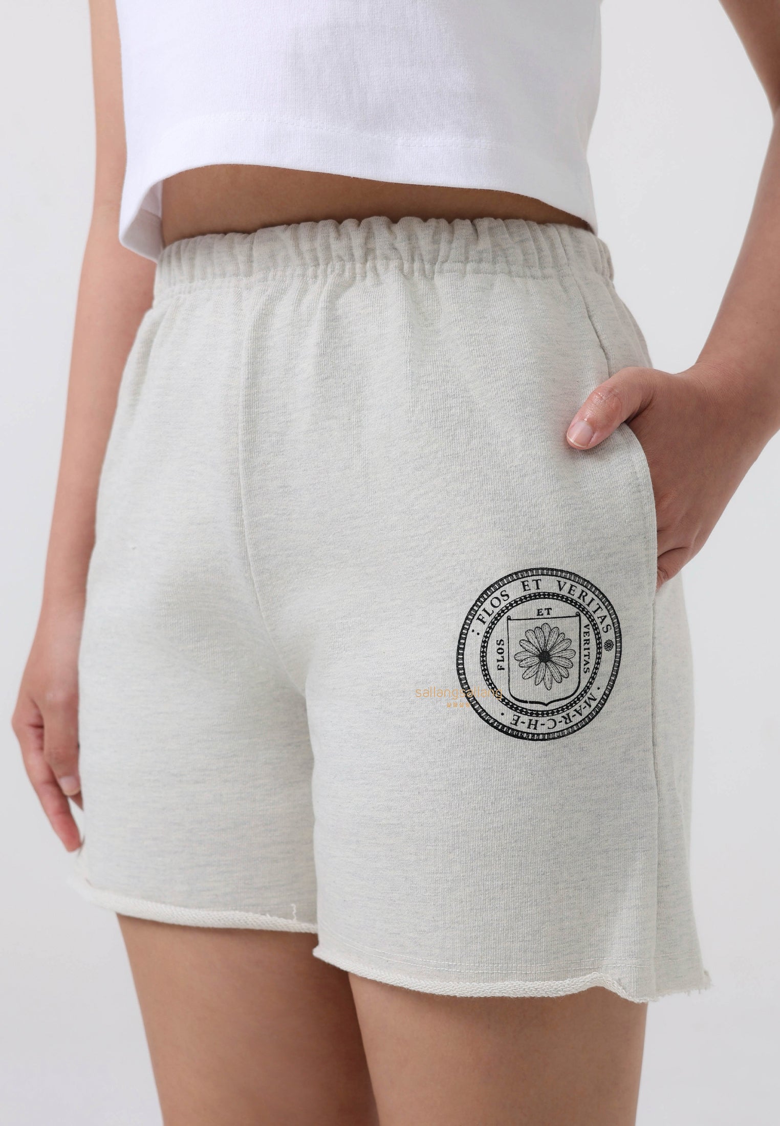 [KIDS] Sweat Short Marche Emblem Oatmeal Black