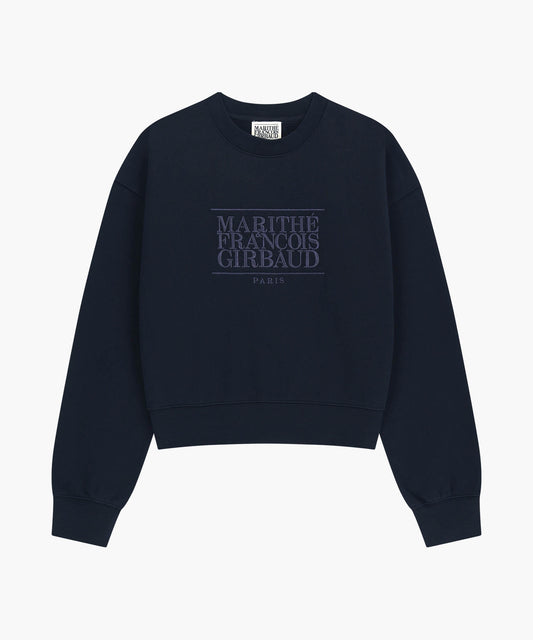 W Classic Logo Crop Sweatshirt Navy