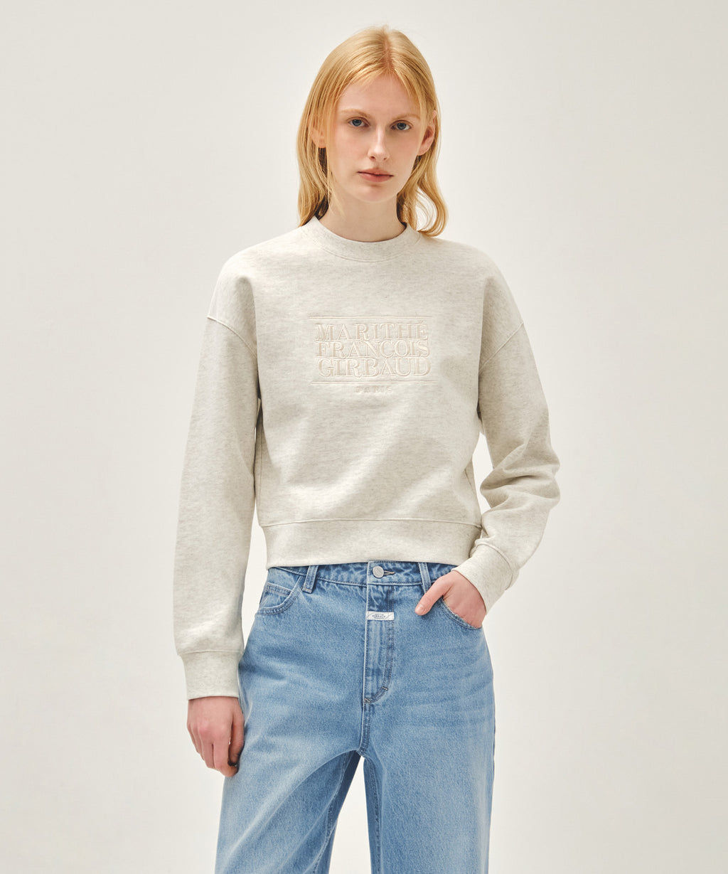 W CLASSIC LOGO CROP SWEATSHIRT oatmeal [New Model]