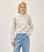 W CLASSIC LOGO CROP SWEATSHIRT oatmeal [New Model]