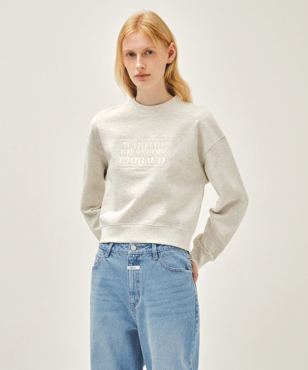 W CLASSIC LOGO CROP SWEATSHIRT oatmeal [New Model]