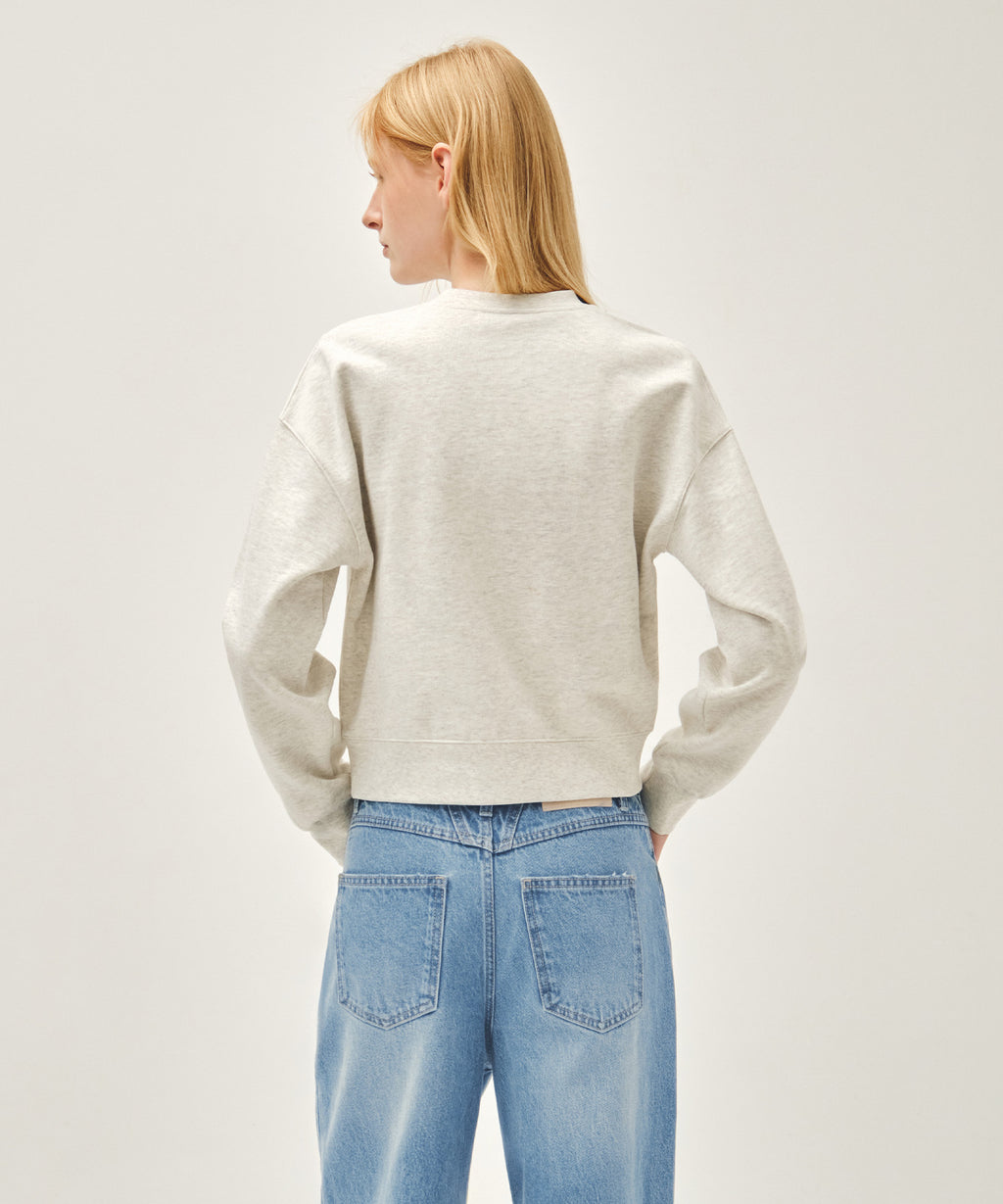 W CLASSIC LOGO CROP SWEATSHIRT oatmeal [New Model]