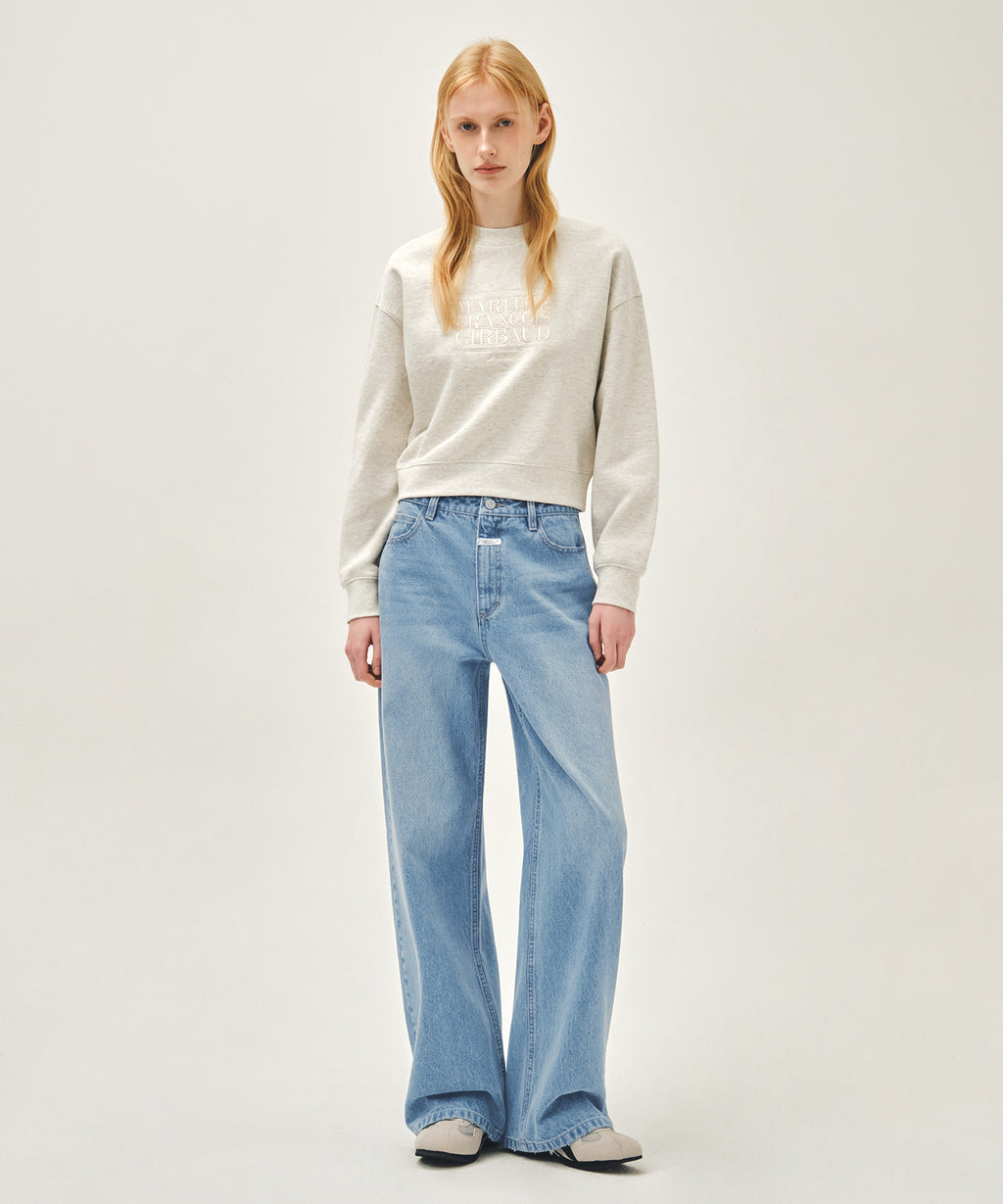 W CLASSIC LOGO CROP SWEATSHIRT oatmeal [New Model]
