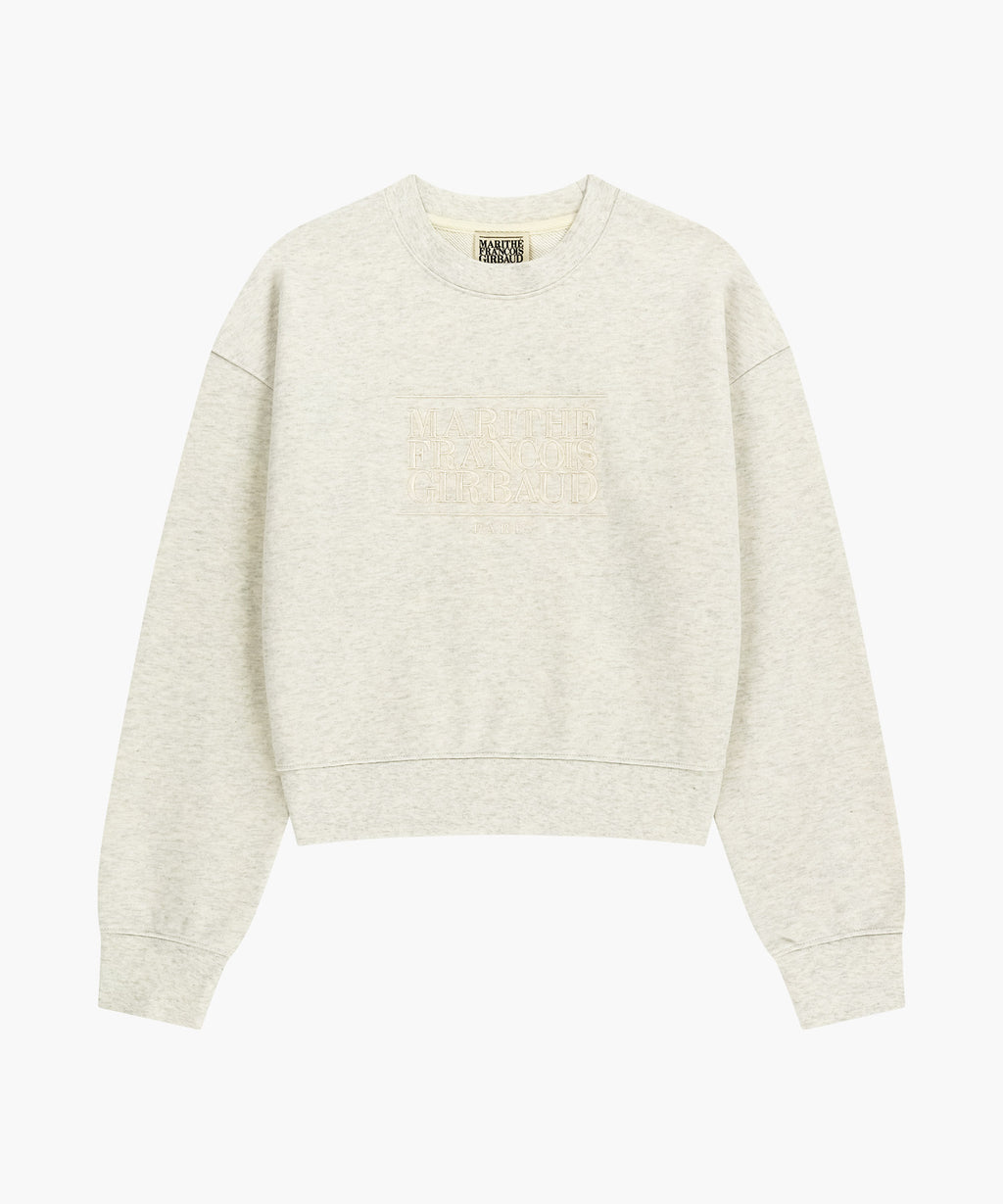 W CLASSIC LOGO CROP SWEATSHIRT oatmeal [New Model]