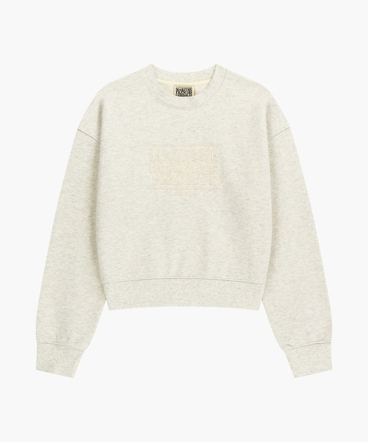 W CLASSIC LOGO CROP SWEATSHIRT oatmeal [New Model]