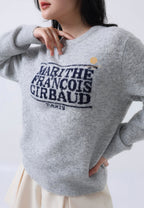 BOUCLE CLASSIC LOGO KNIT PULLOVER light gray