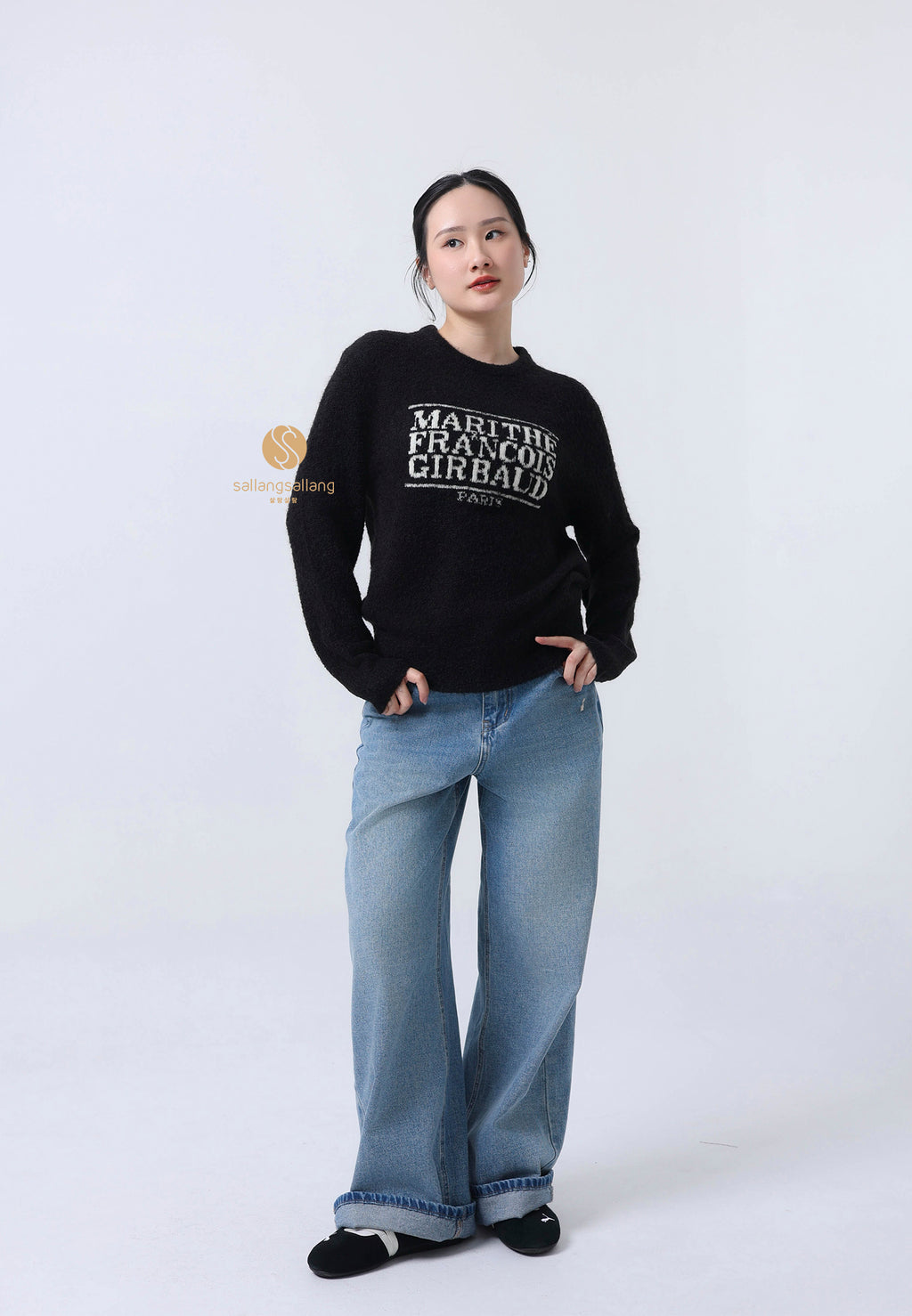 BOUCLE CLASSIC LOGO KNIT PULLOVER black