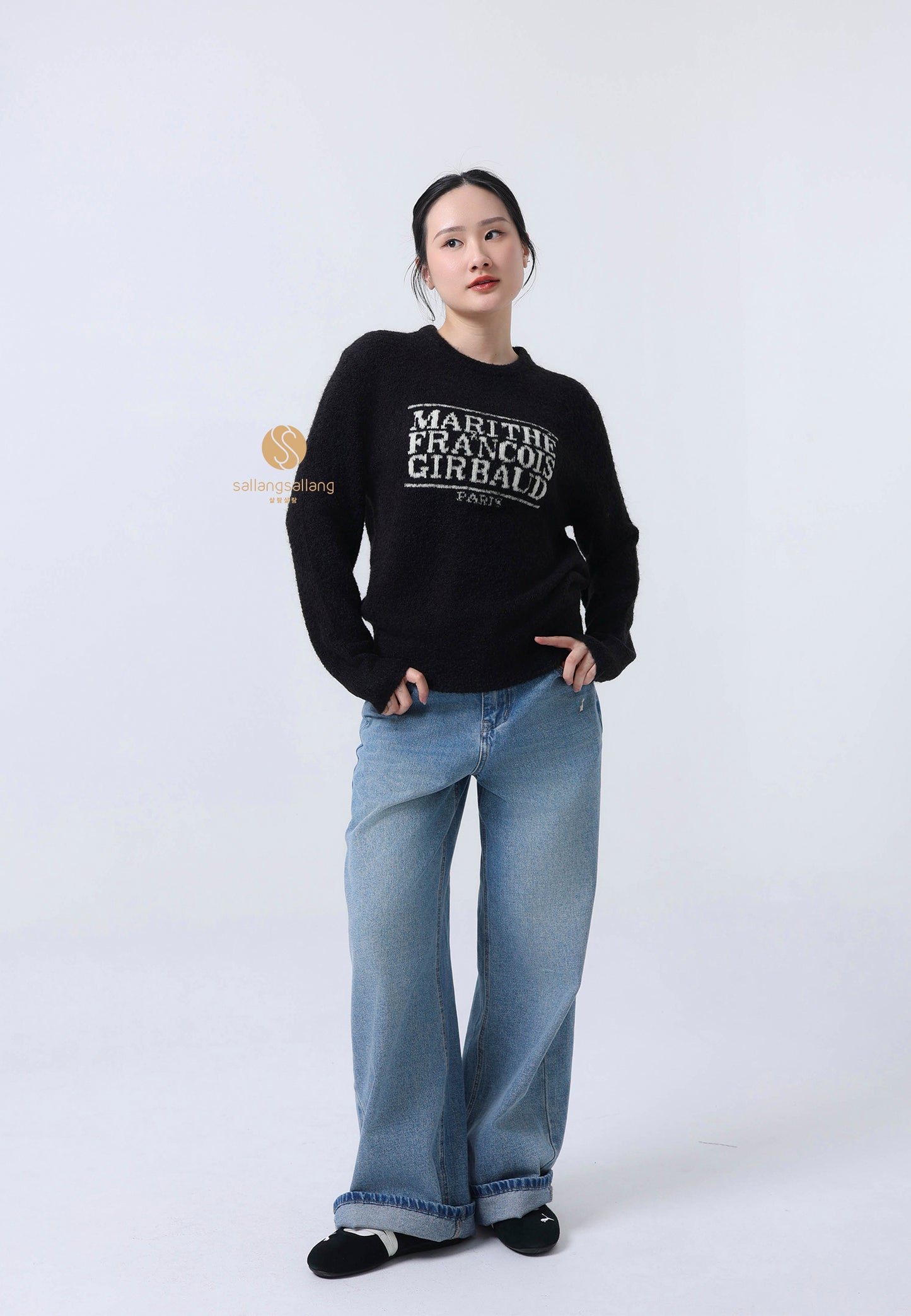 BOUCLE CLASSIC LOGO KNIT PULLOVER black