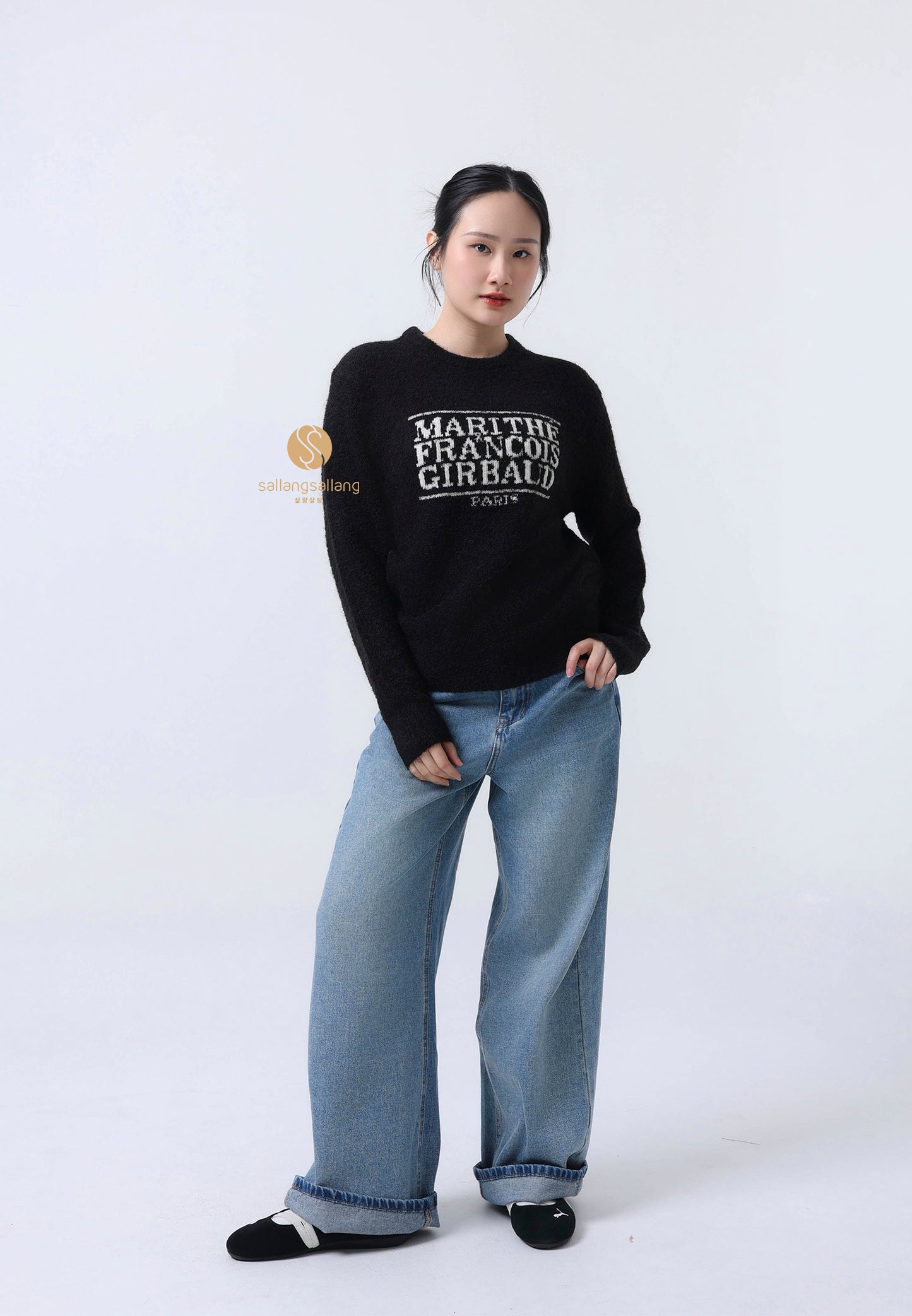 BOUCLE CLASSIC LOGO KNIT PULLOVER black