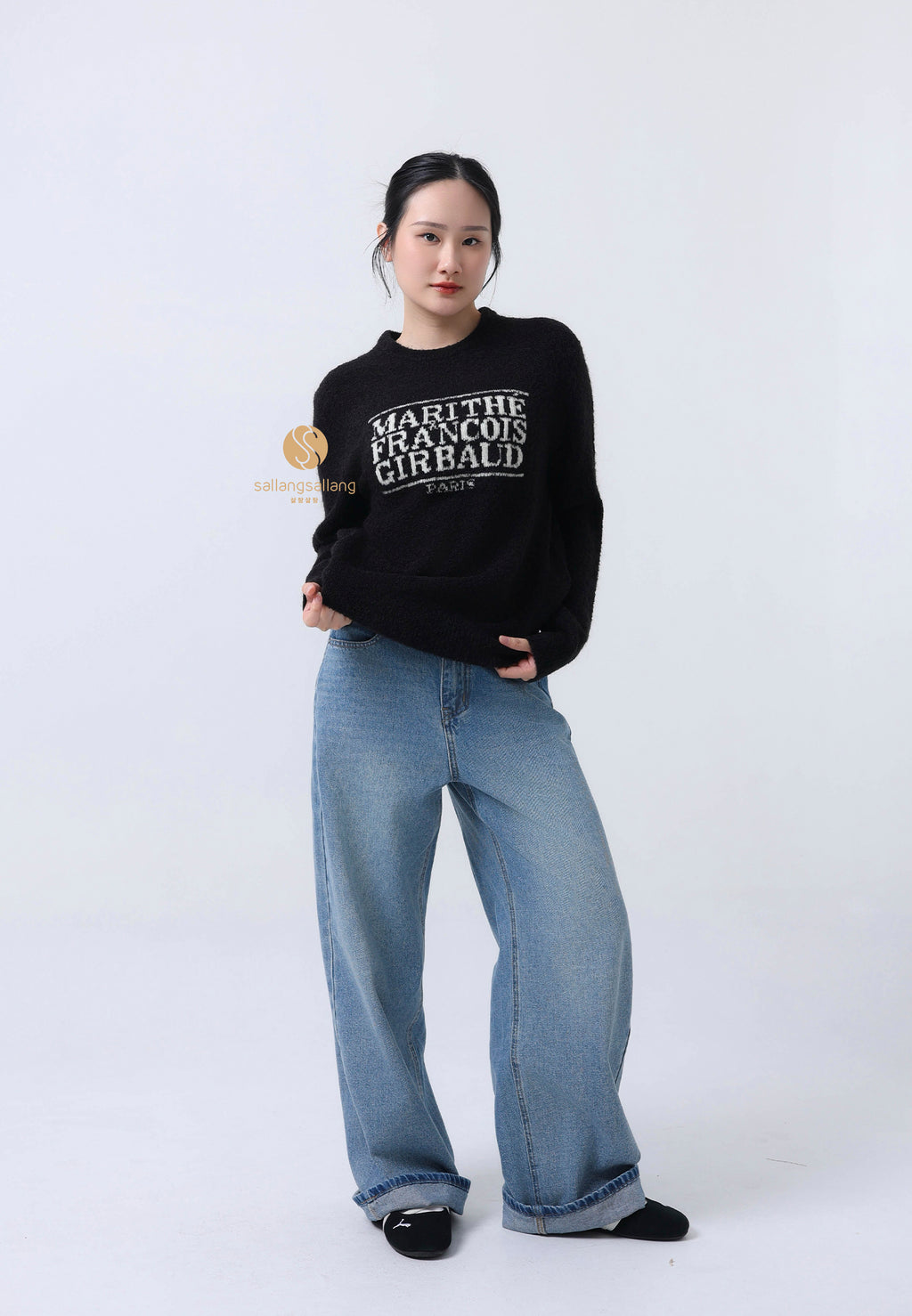 BOUCLE CLASSIC LOGO KNIT PULLOVER black