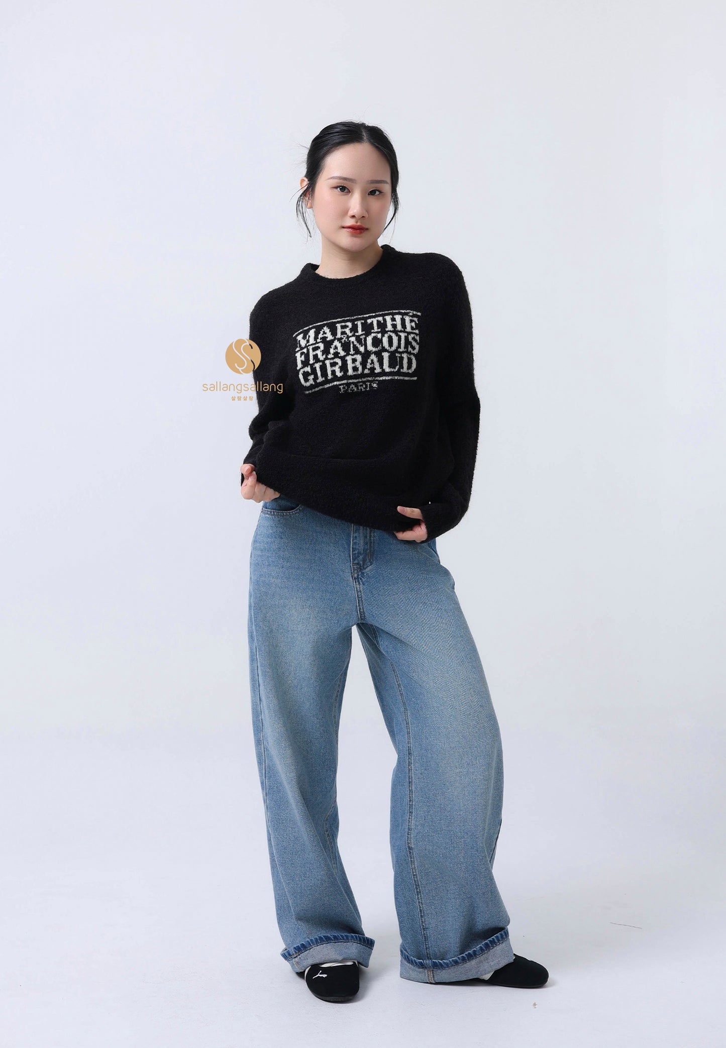 BOUCLE CLASSIC LOGO KNIT PULLOVER black