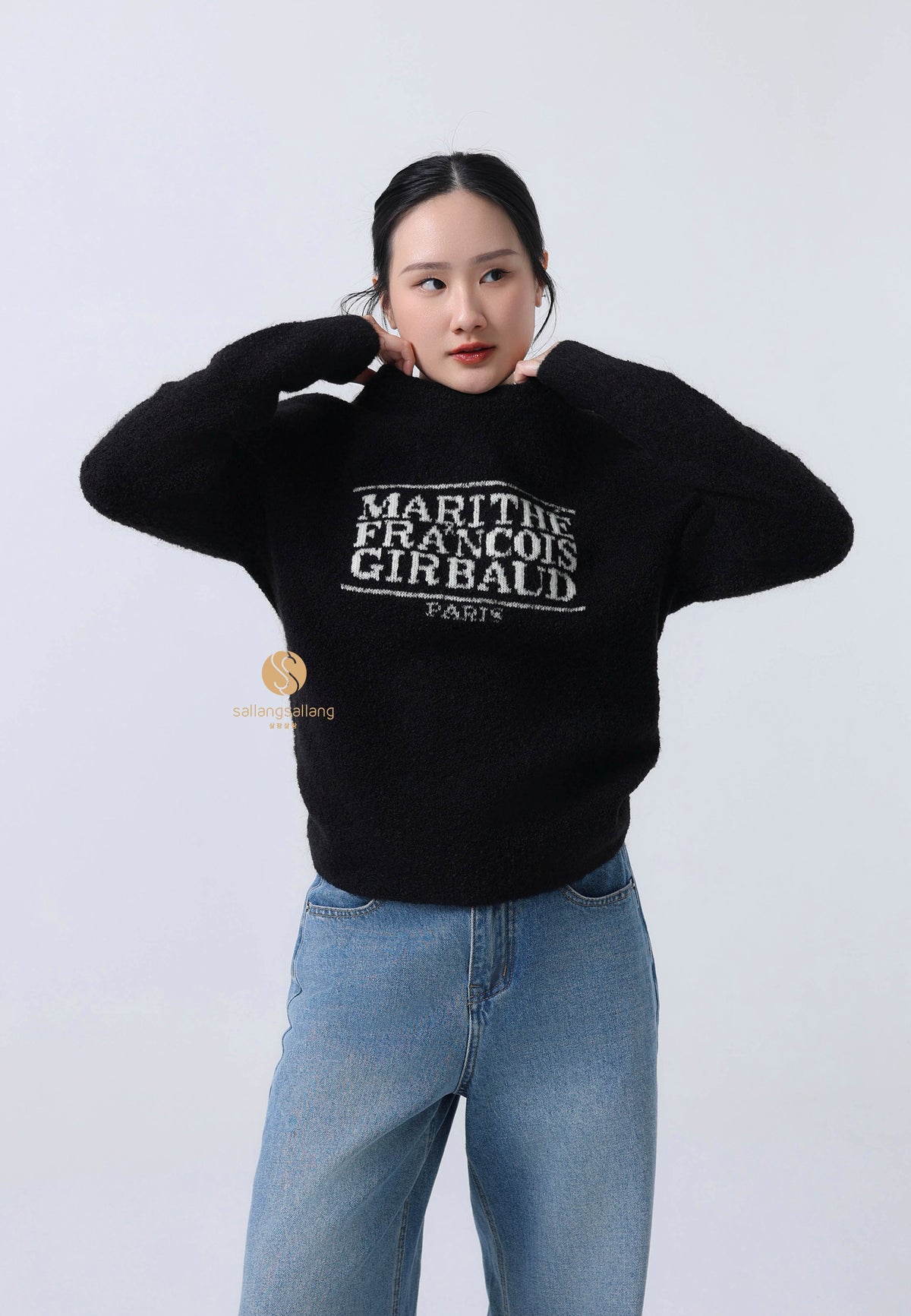 BOUCLE CLASSIC LOGO KNIT PULLOVER black