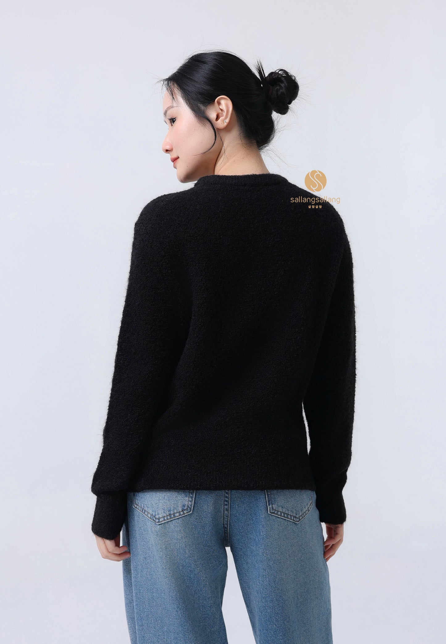 BOUCLE CLASSIC LOGO KNIT PULLOVER black