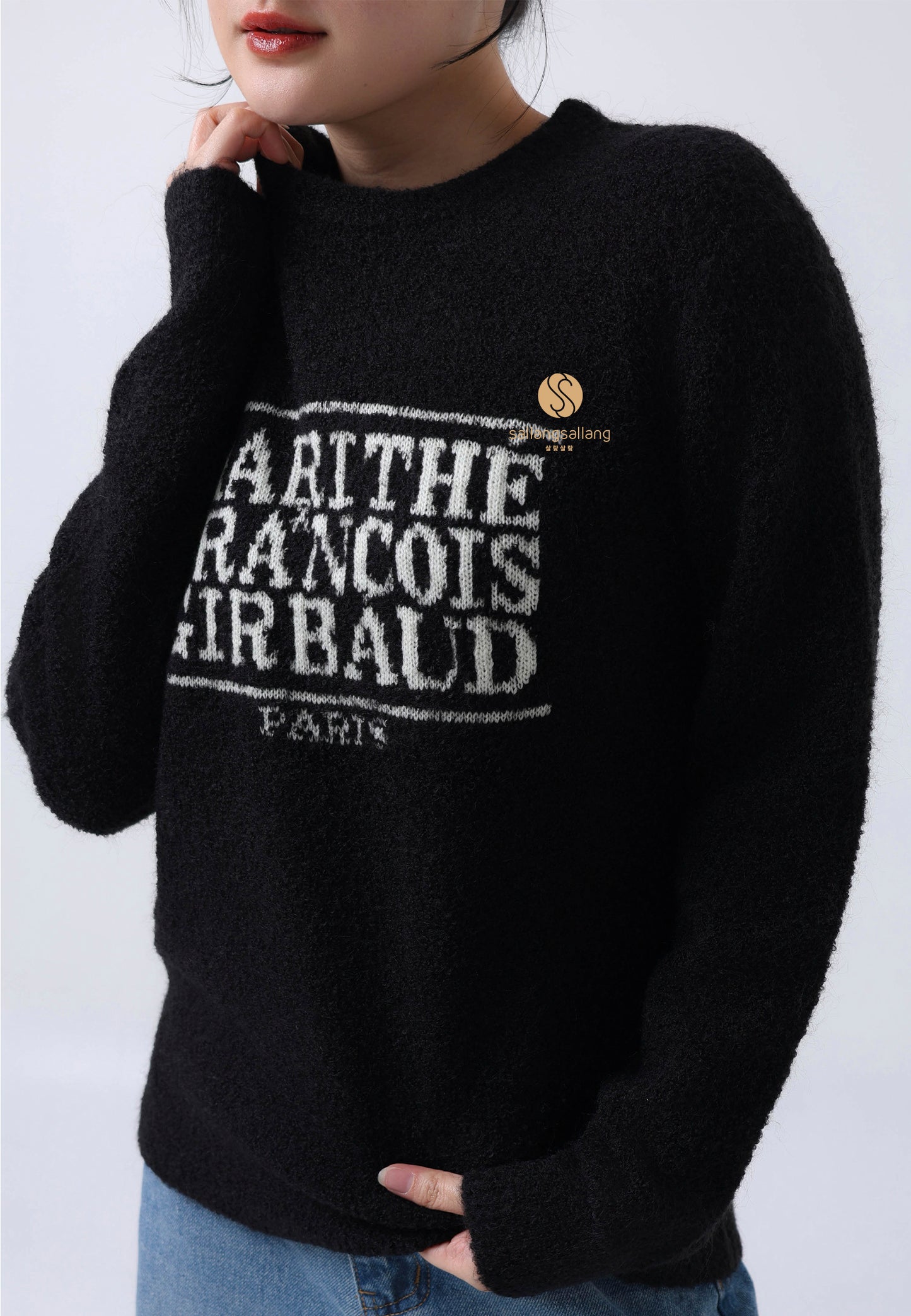 BOUCLE CLASSIC LOGO KNIT PULLOVER black