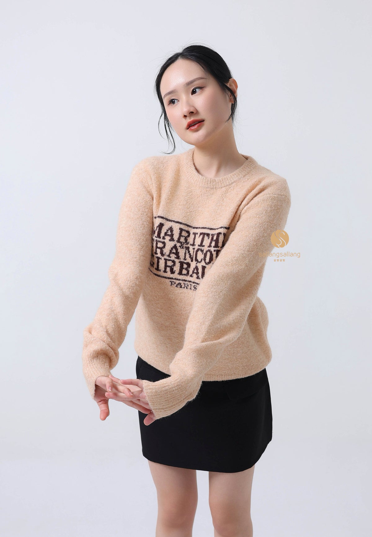 BOUCLE CLASSIC LOGO KNIT PULLOVER ecru