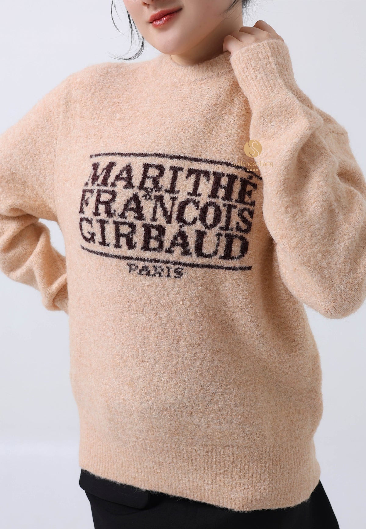 BOUCLE CLASSIC LOGO KNIT PULLOVER ecru