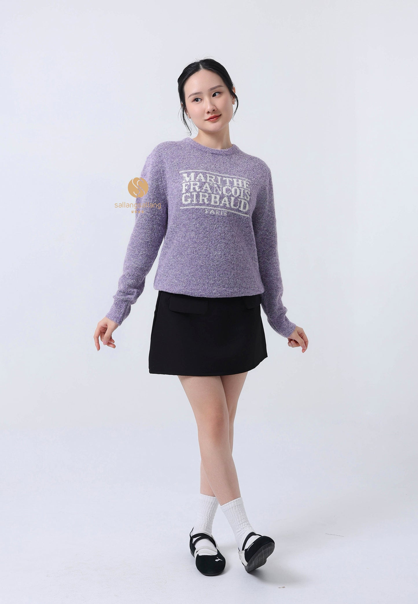 BOUCLE CLASSIC LOGO KNIT PULLOVER light purple