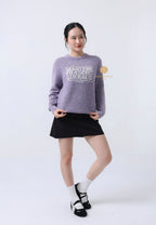 BOUCLE CLASSIC LOGO KNIT PULLOVER light purple