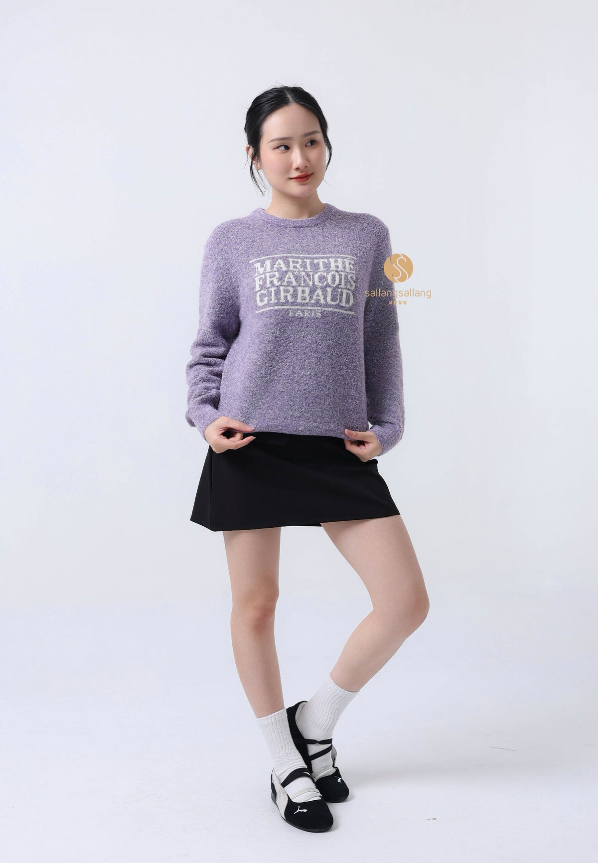 BOUCLE CLASSIC LOGO KNIT PULLOVER light purple