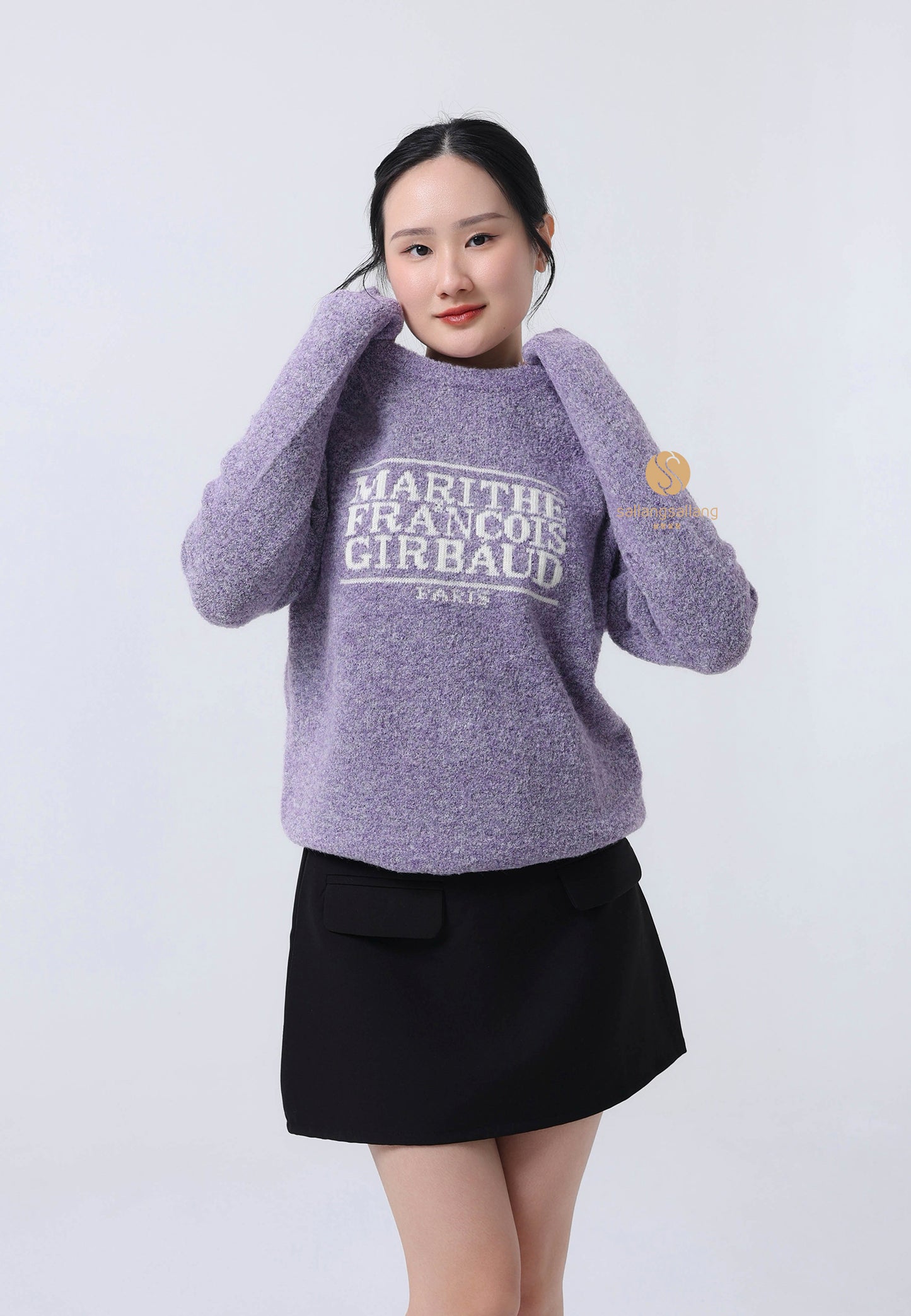 BOUCLE CLASSIC LOGO KNIT PULLOVER light purple