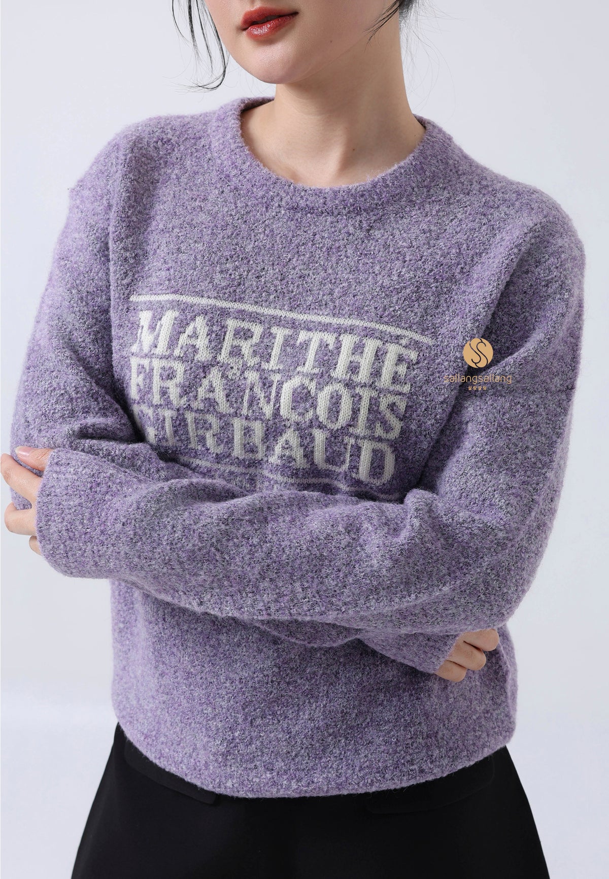 BOUCLE CLASSIC LOGO KNIT PULLOVER light purple