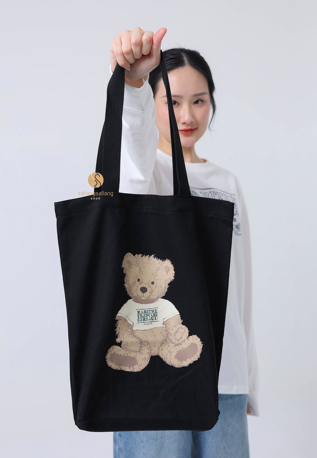 DOODLE BEAR ECO BAG black