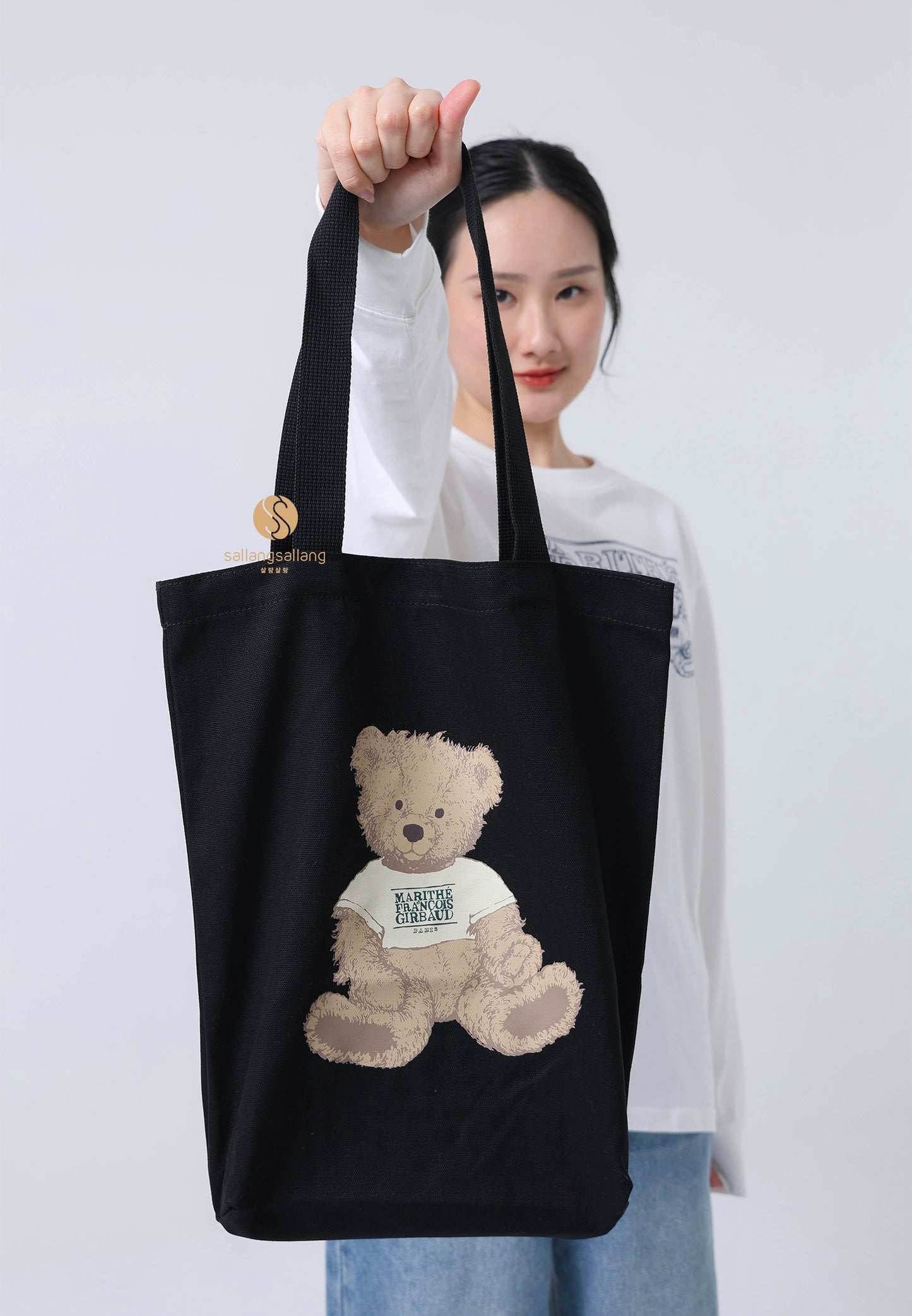 DOODLE BEAR ECO BAG black