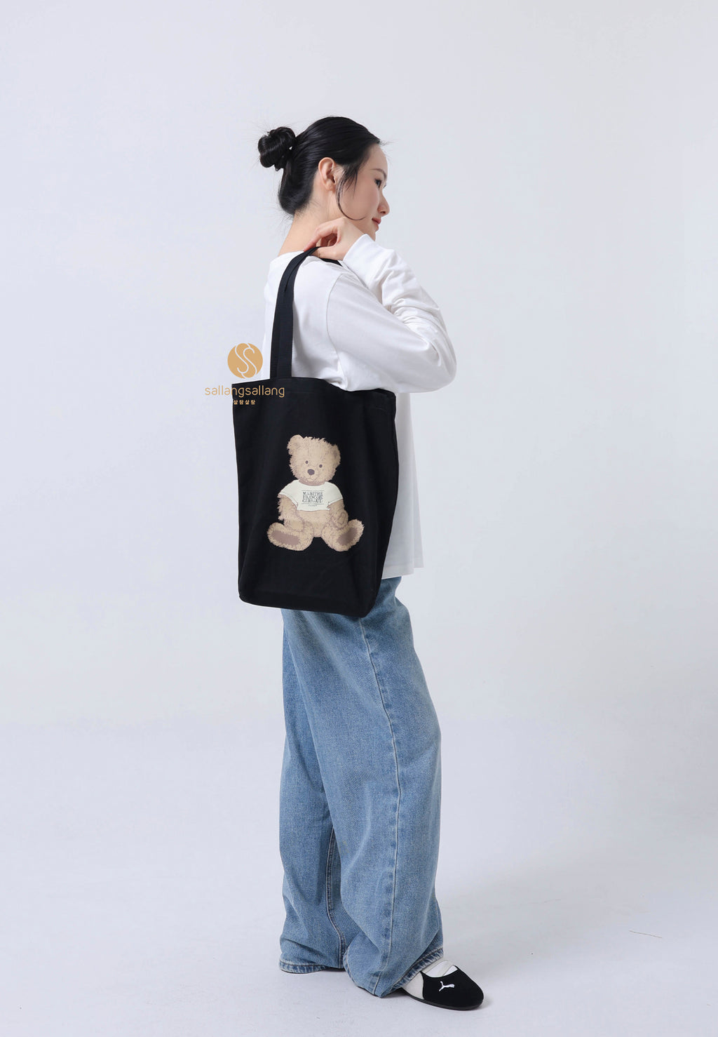 DOODLE BEAR ECO BAG black