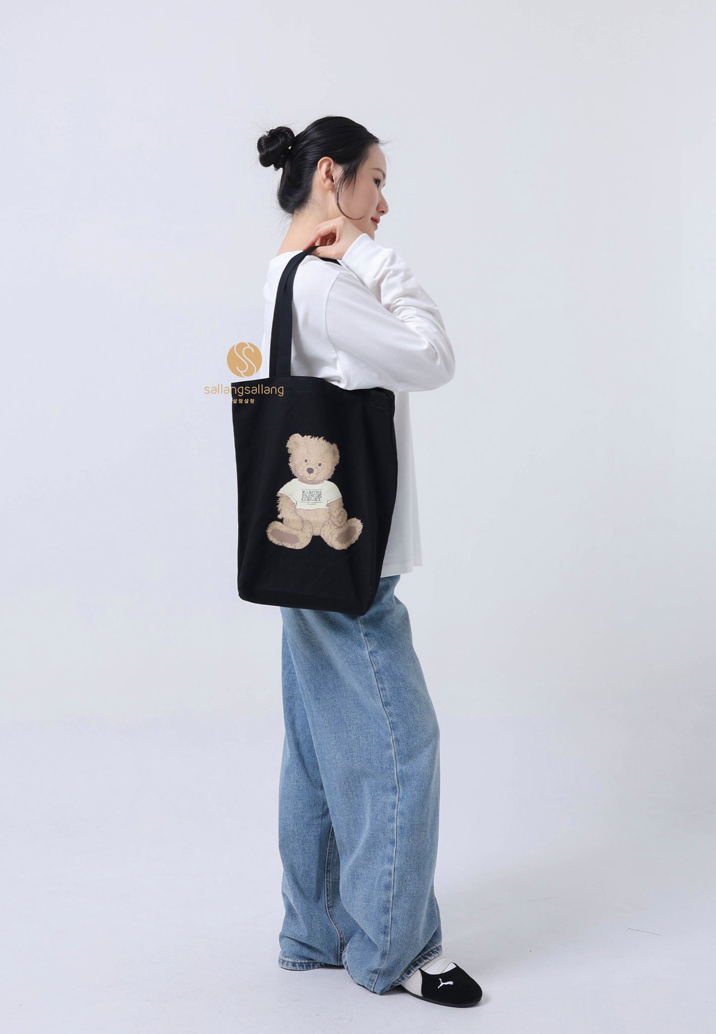DOODLE BEAR ECO BAG black