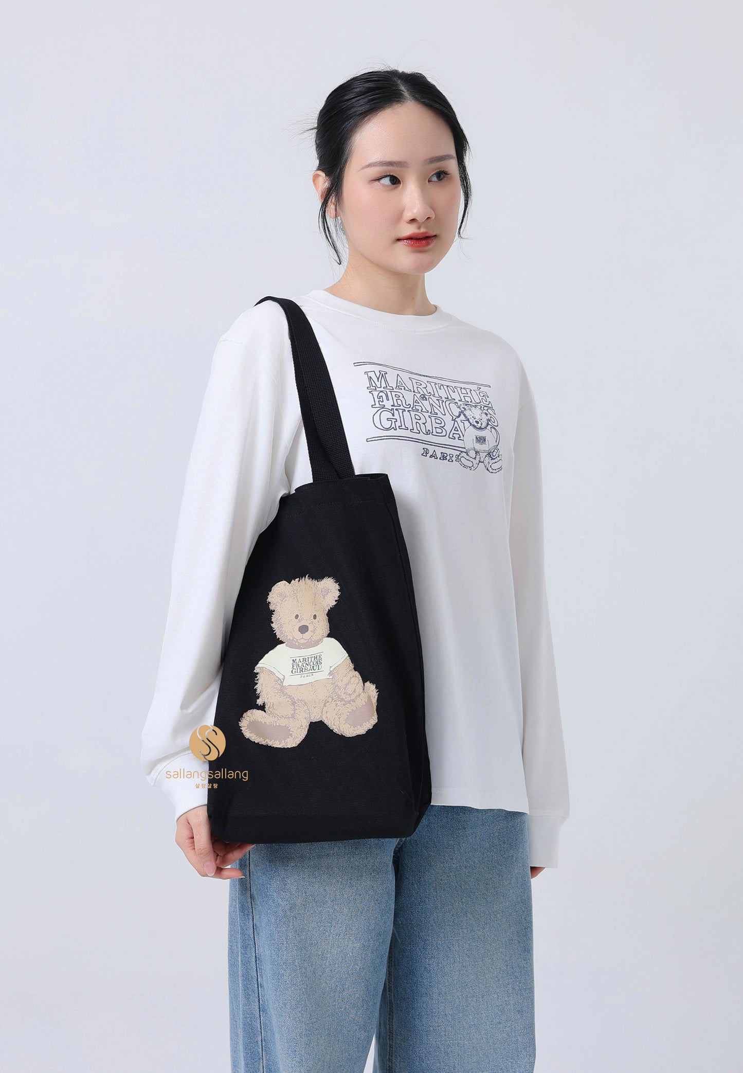 DOODLE BEAR ECO BAG black
