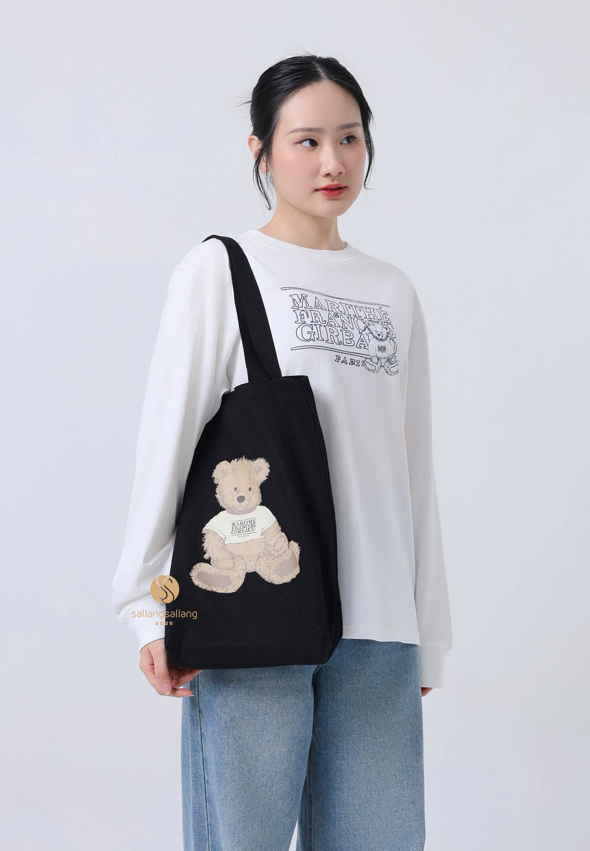 DOODLE BEAR ECO BAG black