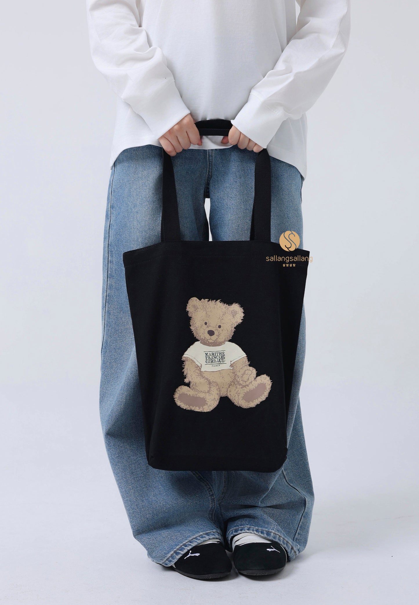 DOODLE BEAR ECO BAG black