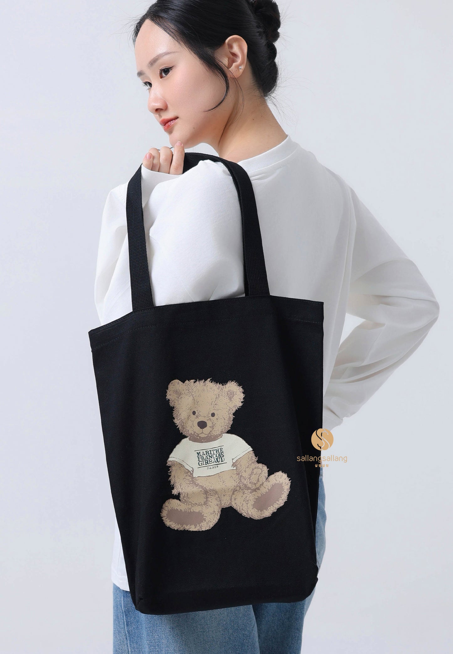 DOODLE BEAR ECO BAG black