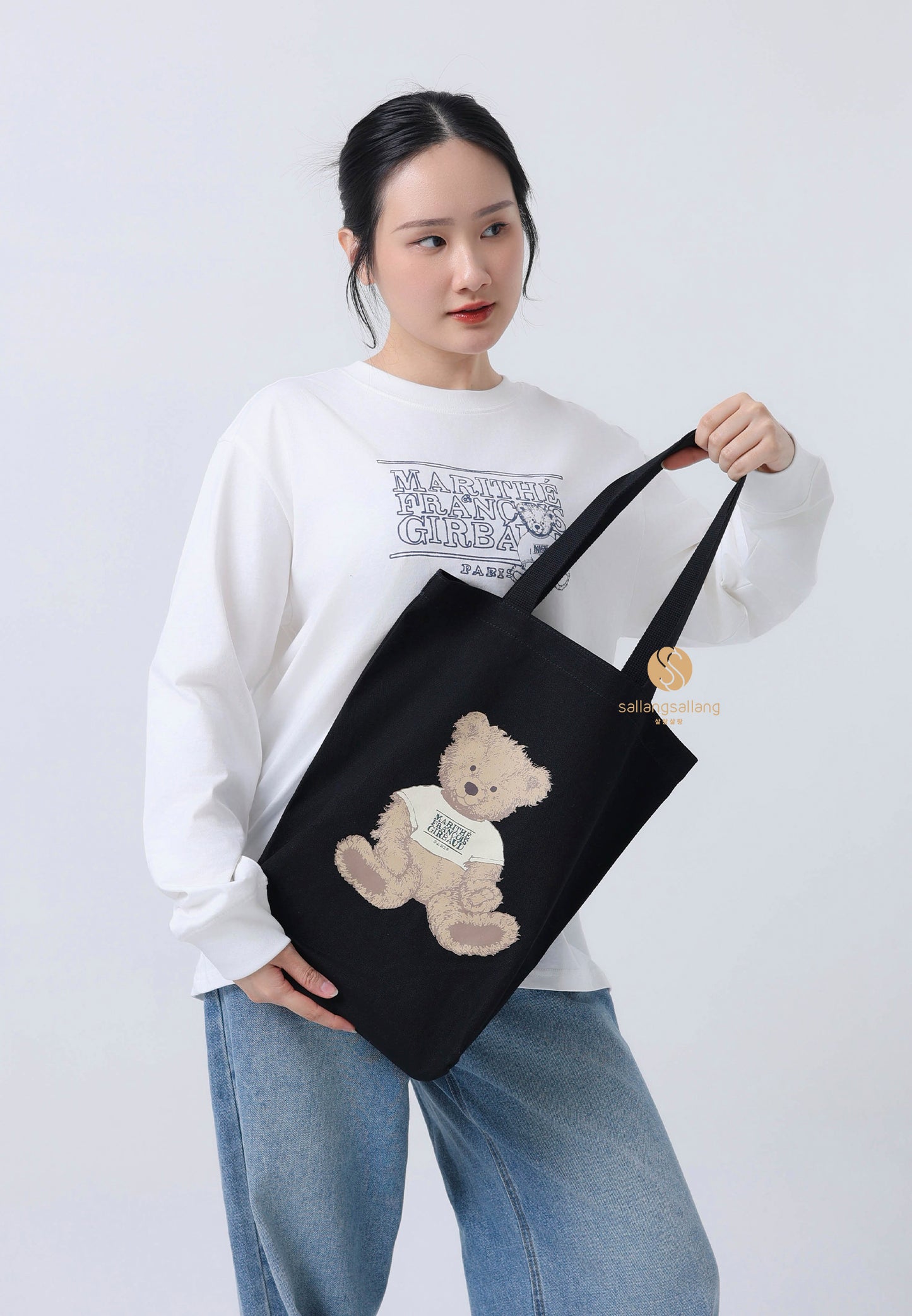 DOODLE BEAR ECO BAG black