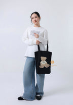 DOODLE BEAR ECO BAG black