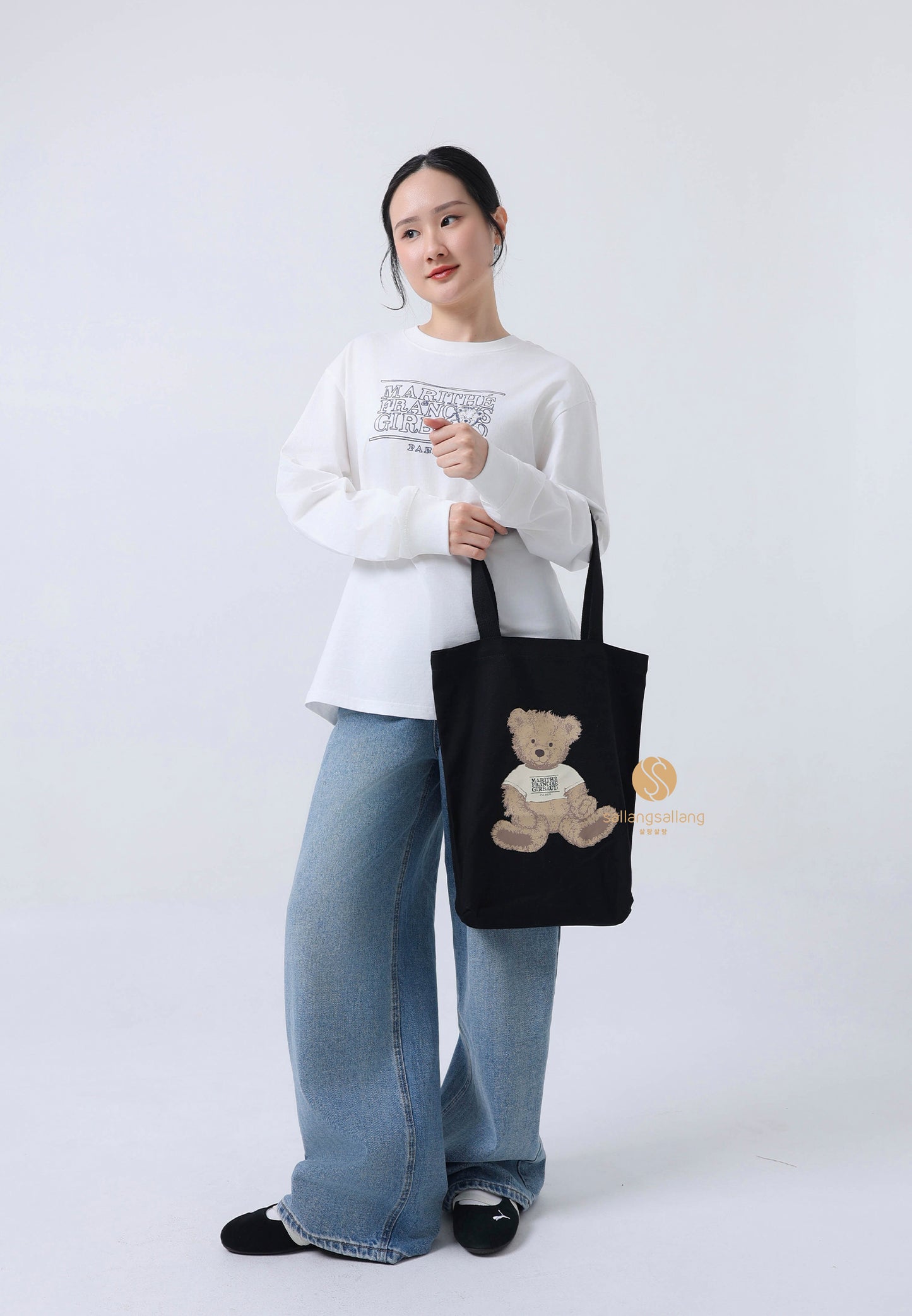 DOODLE BEAR ECO BAG black
