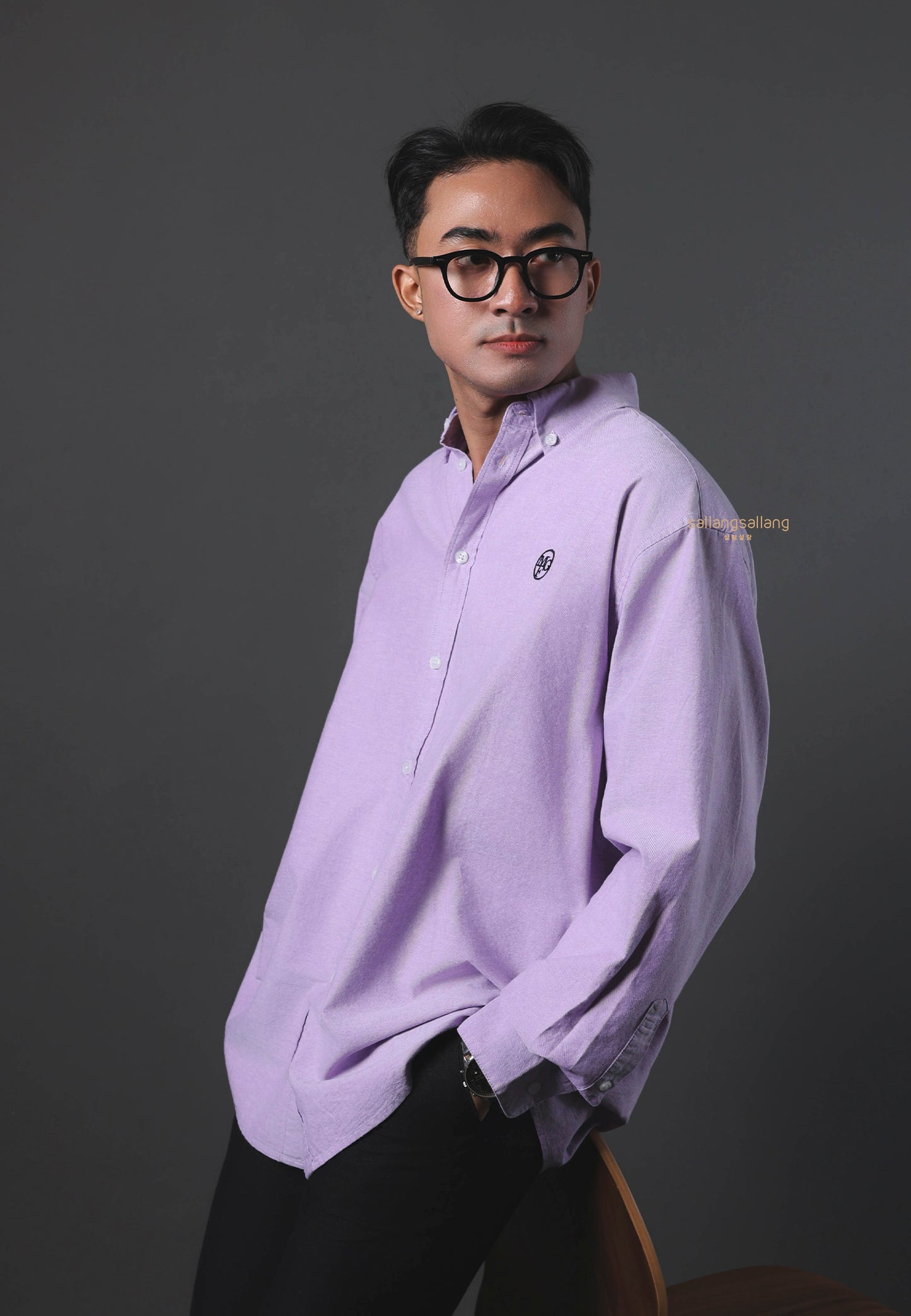 Embroidery Oxford Shirt Light Purple