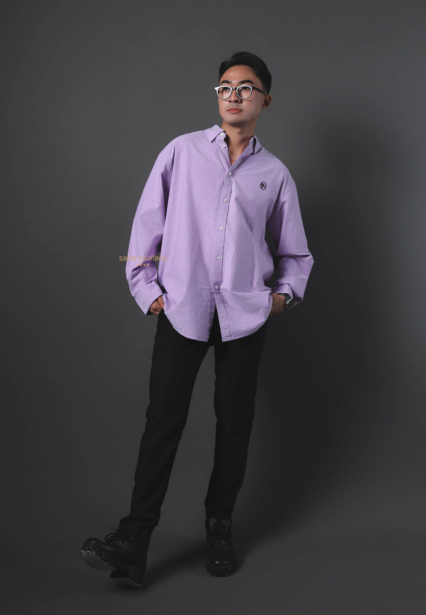 Embroidery Oxford Shirt Light Purple