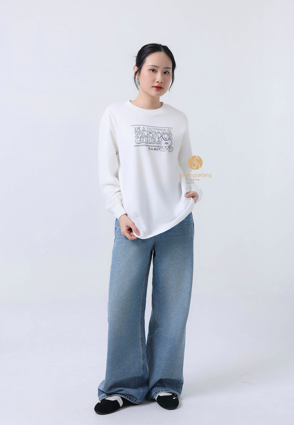MINI DOODLE BEAR LONG SLEEVE white