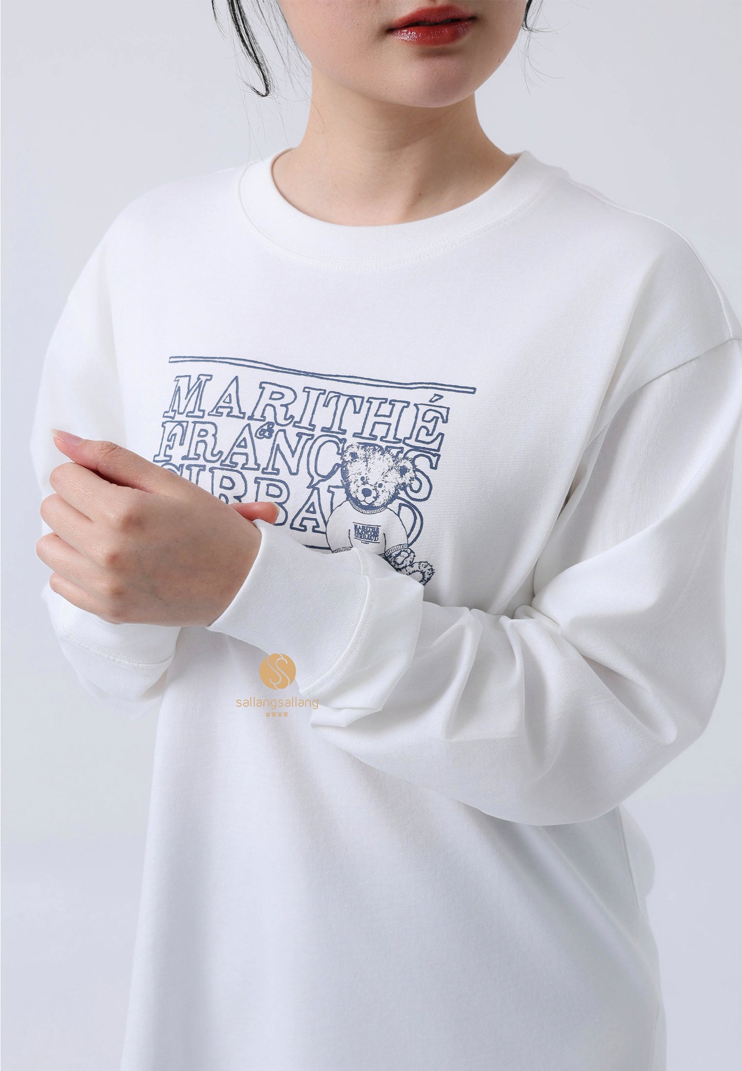 MINI DOODLE BEAR LONG SLEEVE white