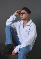 SMALL CLASSIC LOGO HALF ZIPUP SWEATSHIRT light heather gray