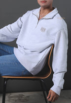 SMALL CLASSIC LOGO HALF ZIPUP SWEATSHIRT light heather gray