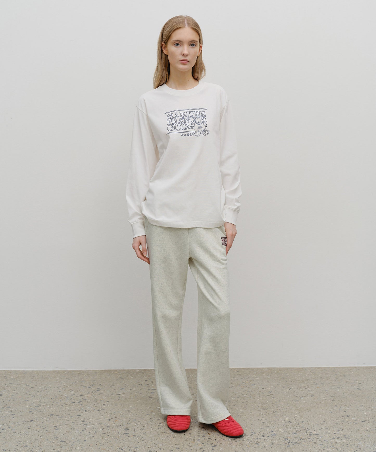 MINI DOODLE BEAR LONG SLEEVE white