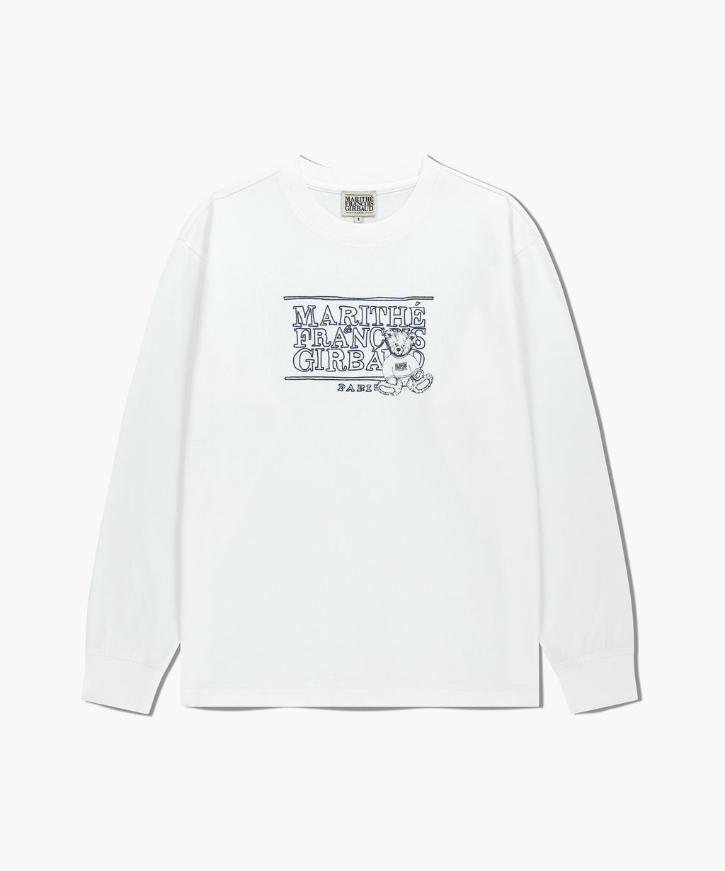 MINI DOODLE BEAR LONG SLEEVE white
