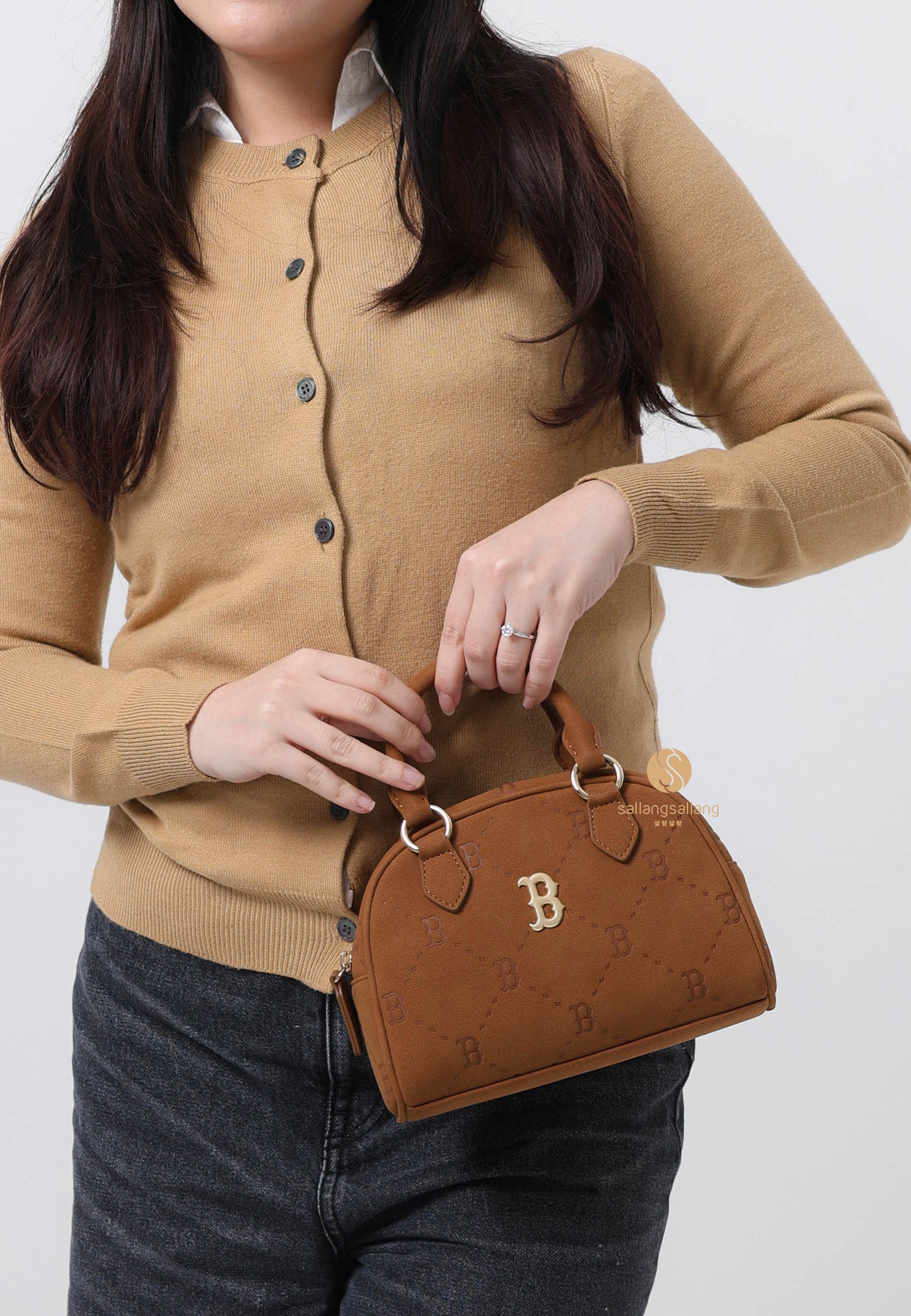 Diamond Monogram Crossbody Bag Boston Red Sox Brown