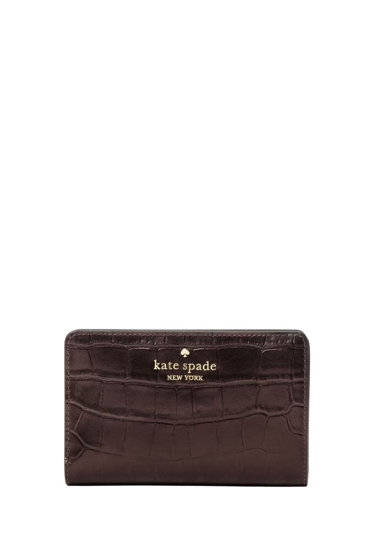 Madison Croc Embossed Medium Bifold Wallet Hot Fudge