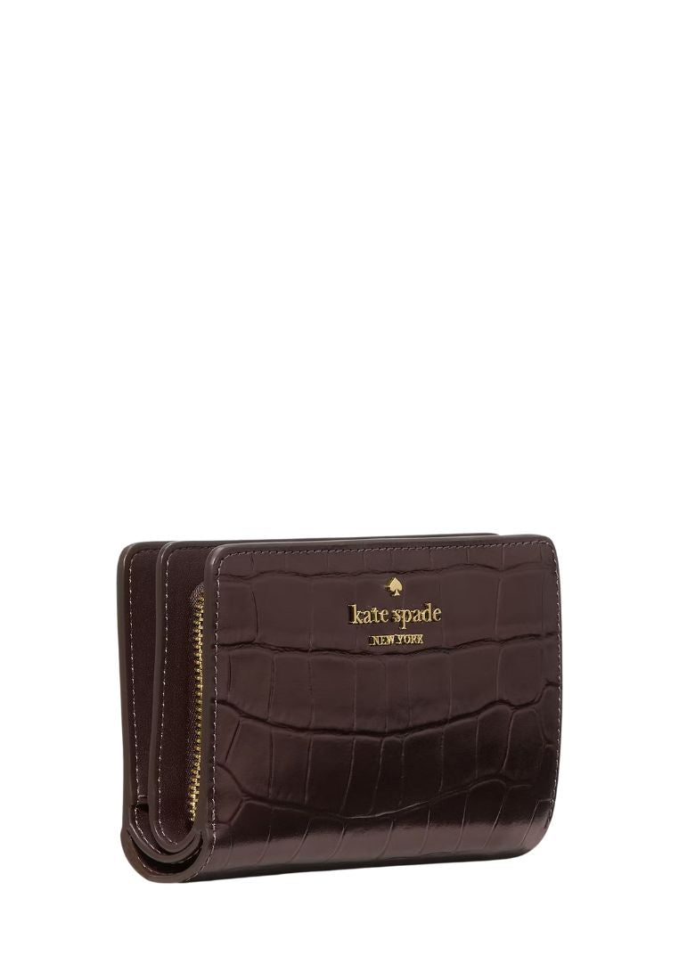 Madison Croc Embossed Medium Bifold Wallet Hot Fudge