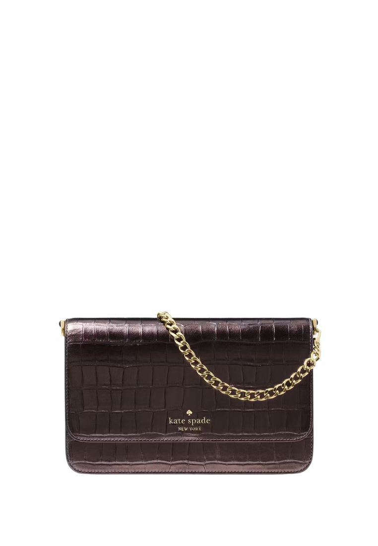 Madison Croc Embossed Willow Medium Convertible Crossbody Hot Fudge