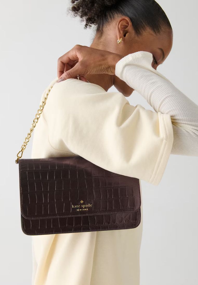 Madison Croc Embossed Willow Medium Convertible Crossbody Hot Fudge